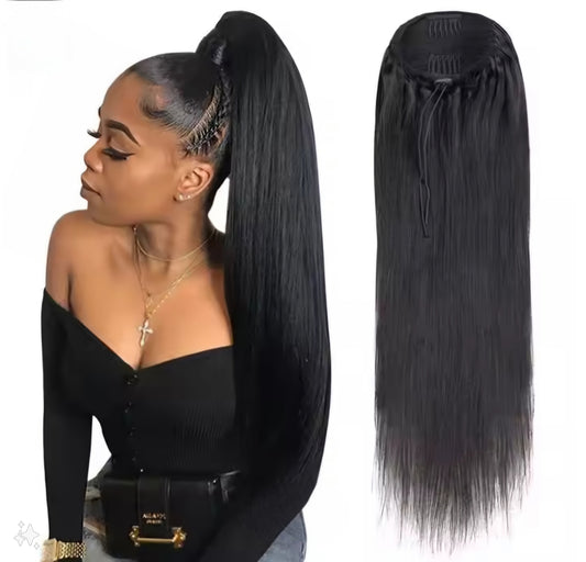 Virgin Human Hair Natural Clip & Drawstring Ponytail (14"-22")