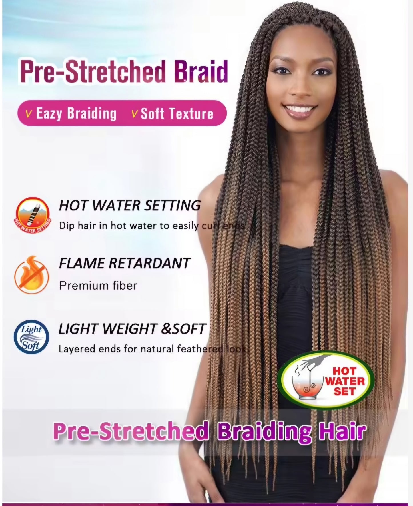 Kanekalon 3X Pre Stretched Braiding Hair 26"