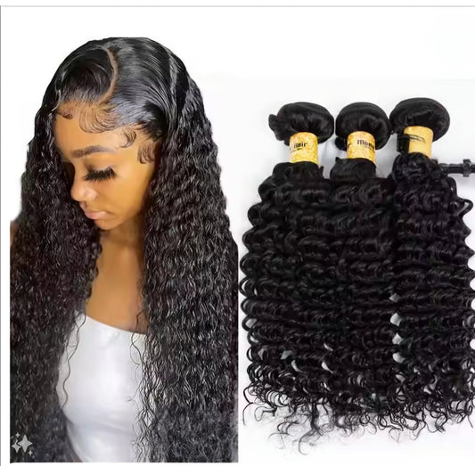 Virgin Human Hair Brazilian Bundle Hair Weave 6A Deep Wave 3Pcs