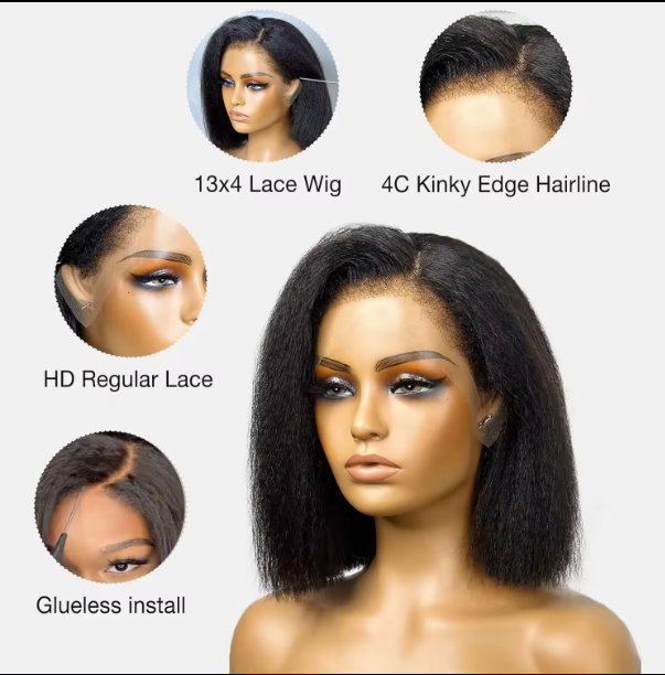 Human Hair Lacefront Bob Wigs 13x4, 250 Density