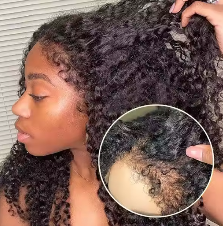 Afro Kinky Curly Human Hair HD Lace Front Wig Glueless Wear and Go 13X4 Kinky Hairline