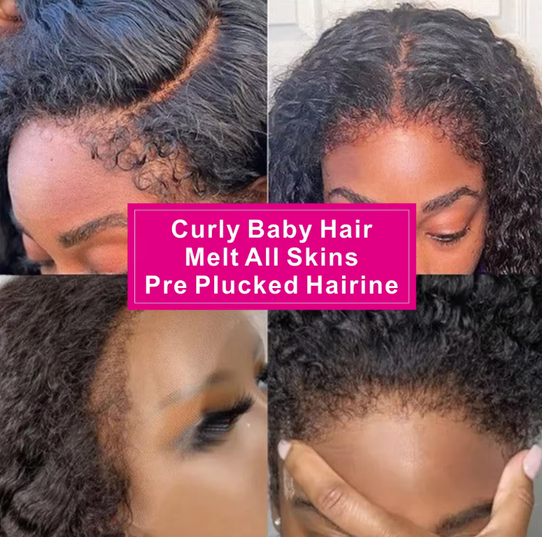 Afro Kinky Curly Human Hair HD Lace Front Wig Glueless Wear and Go 13X4 Kinky Hairline