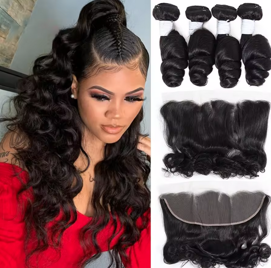Upscale 100% Virgin Human Hair Unprocessed Bundle Hair Weave Body Wave 12A 4pcs With 4X4 Closure